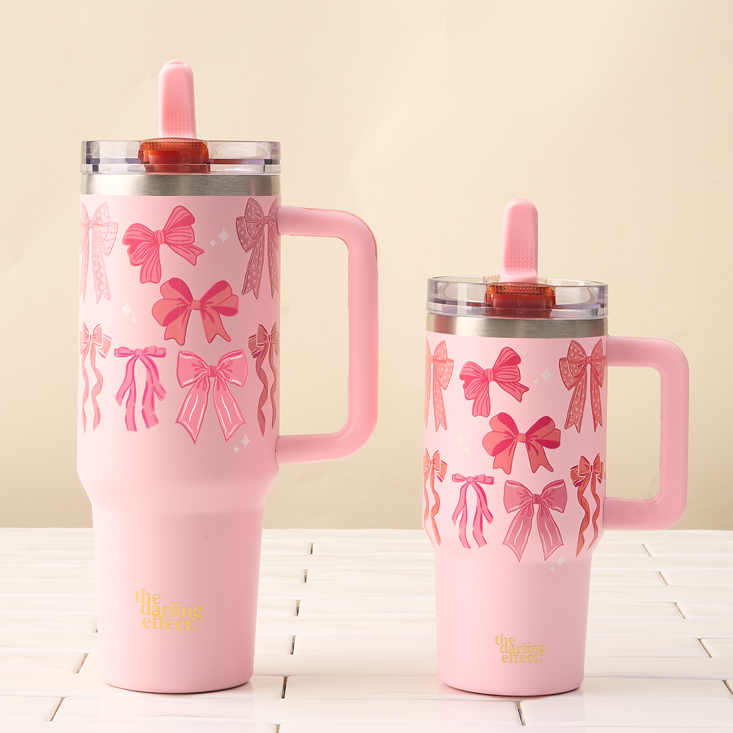 40oz Flip Straw Tumbler-Blushing Bows