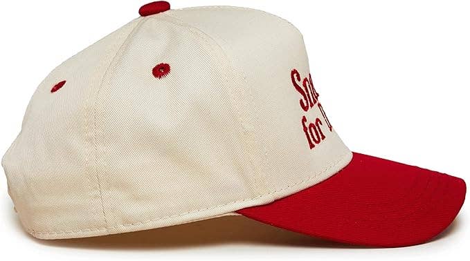 Kids/Baby 2-Tone Vintage Cap: Snacks for Dinner- Red/Beige