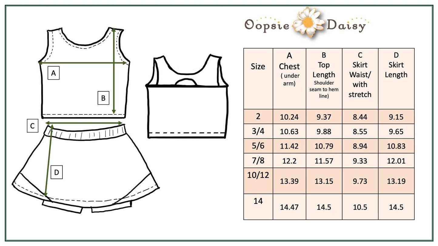 Girls Pink Daisy 2 Piece Athletic Active Skirted Sport Set