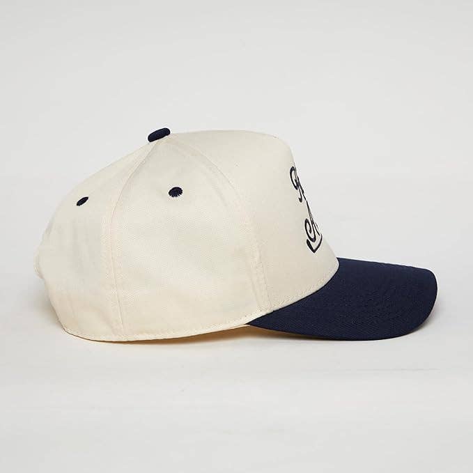 2-Tone Embroidered Cap - Have a Nice Day - Navy/Beige