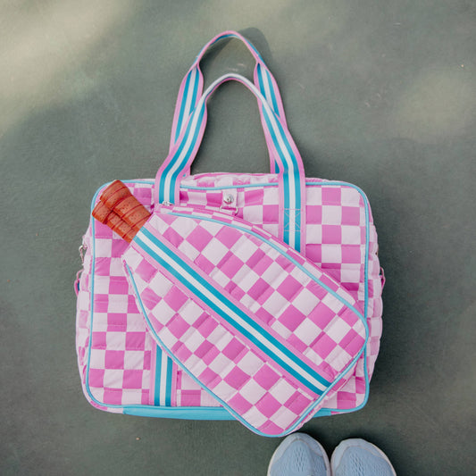 Pink Checkerprint Pickleball Sling Bag
